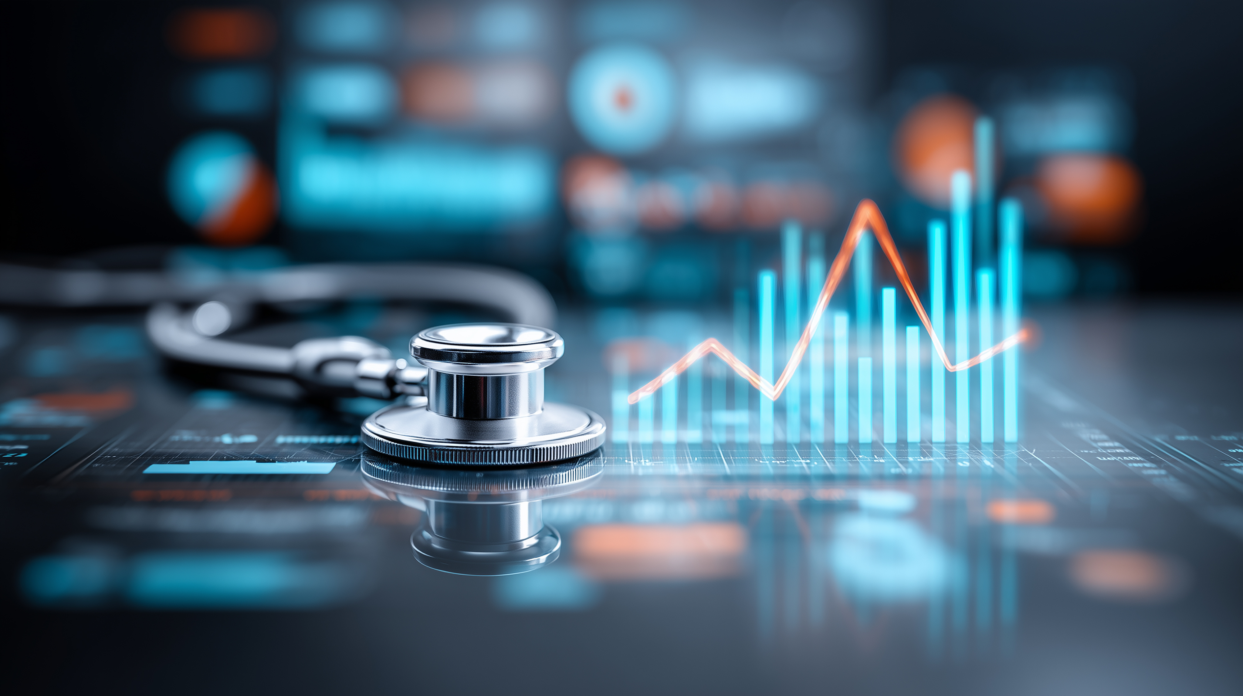 Stethoscope beside healthcare analytics charts representing prescriber intent data.